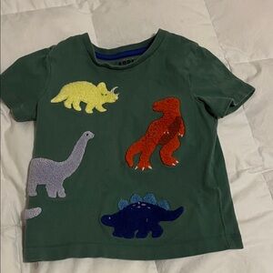 Mini Boden Forest Green Tee with Dinosaur Patches